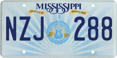 MS license plate NZJ288