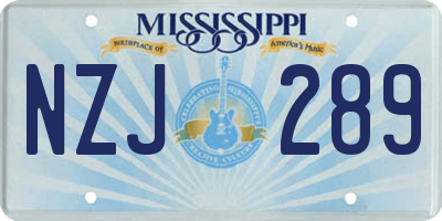 MS license plate NZJ289
