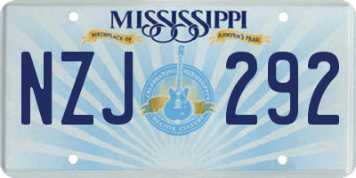 MS license plate NZJ292