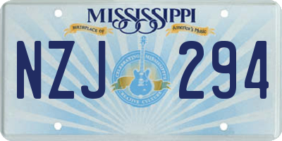 MS license plate NZJ294