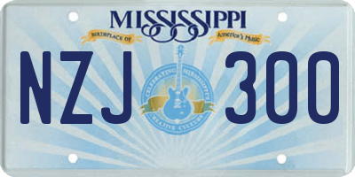 MS license plate NZJ300
