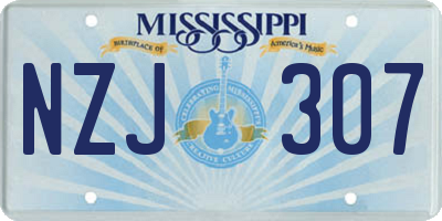 MS license plate NZJ307