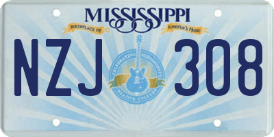 MS license plate NZJ308