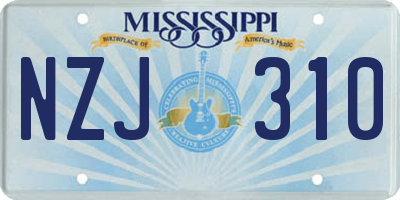 MS license plate NZJ310