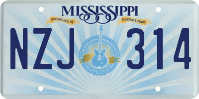 MS license plate NZJ314