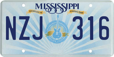 MS license plate NZJ316