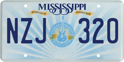 MS license plate NZJ320
