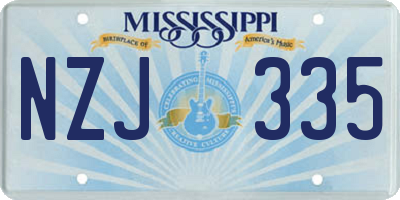 MS license plate NZJ335
