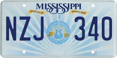 MS license plate NZJ340