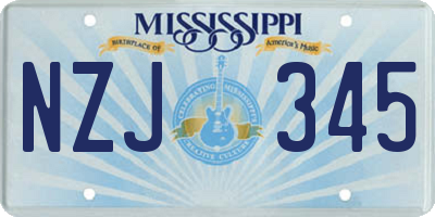 MS license plate NZJ345