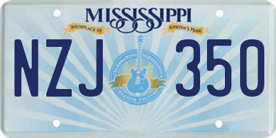 MS license plate NZJ350