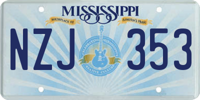 MS license plate NZJ353