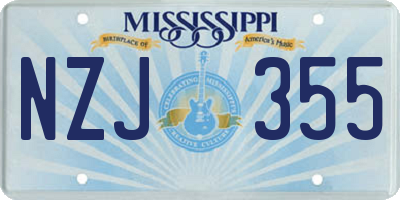 MS license plate NZJ355