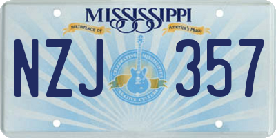 MS license plate NZJ357