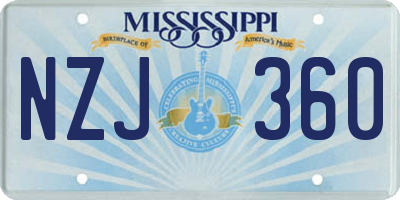 MS license plate NZJ360