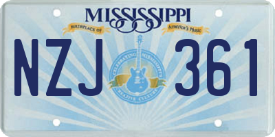MS license plate NZJ361