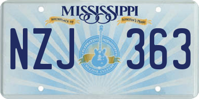 MS license plate NZJ363
