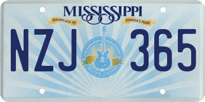 MS license plate NZJ365