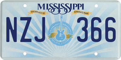 MS license plate NZJ366