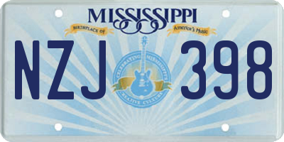 MS license plate NZJ398