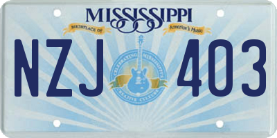 MS license plate NZJ403