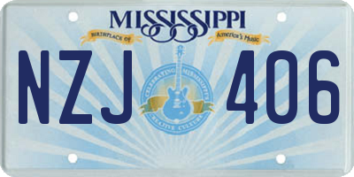 MS license plate NZJ406