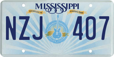 MS license plate NZJ407
