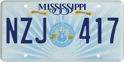 MS license plate NZJ417
