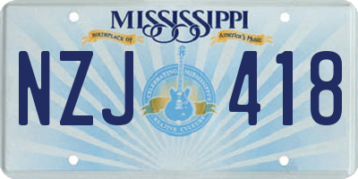 MS license plate NZJ418