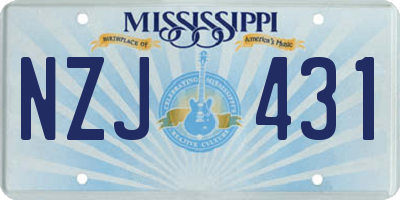 MS license plate NZJ431