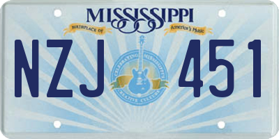 MS license plate NZJ451