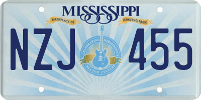 MS license plate NZJ455