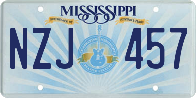 MS license plate NZJ457