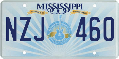 MS license plate NZJ460