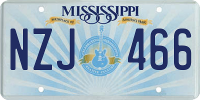 MS license plate NZJ466