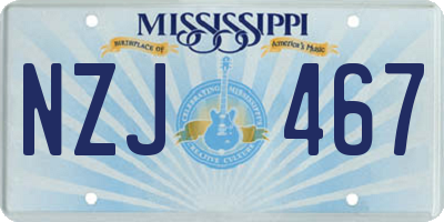 MS license plate NZJ467