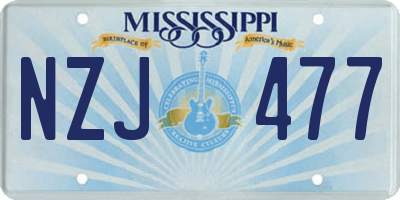 MS license plate NZJ477