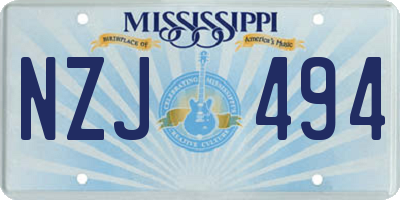 MS license plate NZJ494
