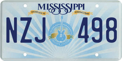 MS license plate NZJ498