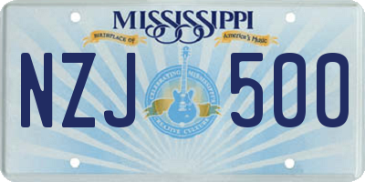 MS license plate NZJ500