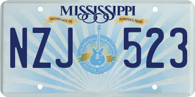 MS license plate NZJ523