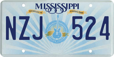 MS license plate NZJ524