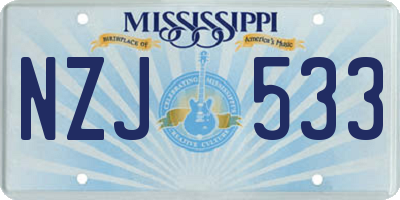 MS license plate NZJ533