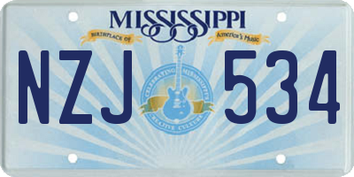 MS license plate NZJ534