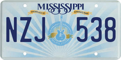 MS license plate NZJ538
