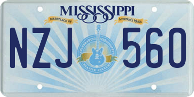 MS license plate NZJ560