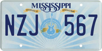 MS license plate NZJ567