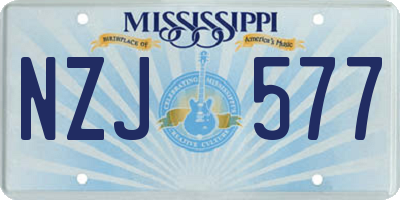 MS license plate NZJ577