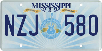 MS license plate NZJ580