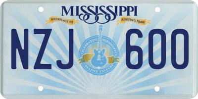 MS license plate NZJ600
